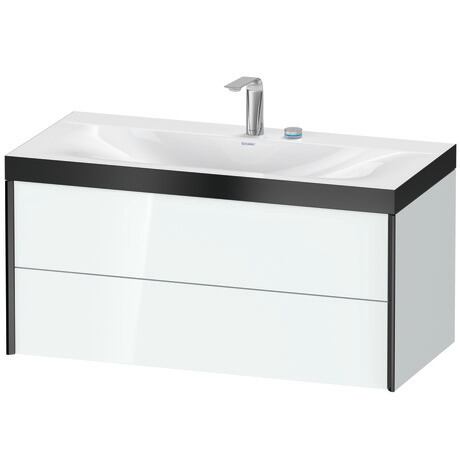 Duravit Xviu 39" x 20" x 19" Two Drawer C-Bonded Wall-Mount Vanity Kit With Two Tap Holes, White (XV4616EB285P)