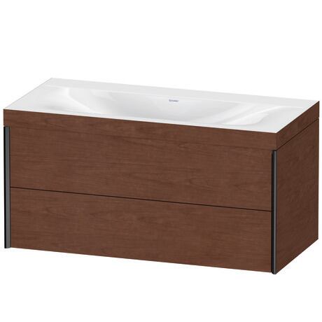 Duravit Xviu 39" x 20" x 19" Two Drawer C-Bonded Wall-Mount Vanity Kit Without Tap Hole, American Walnut (XV4616NB213C)