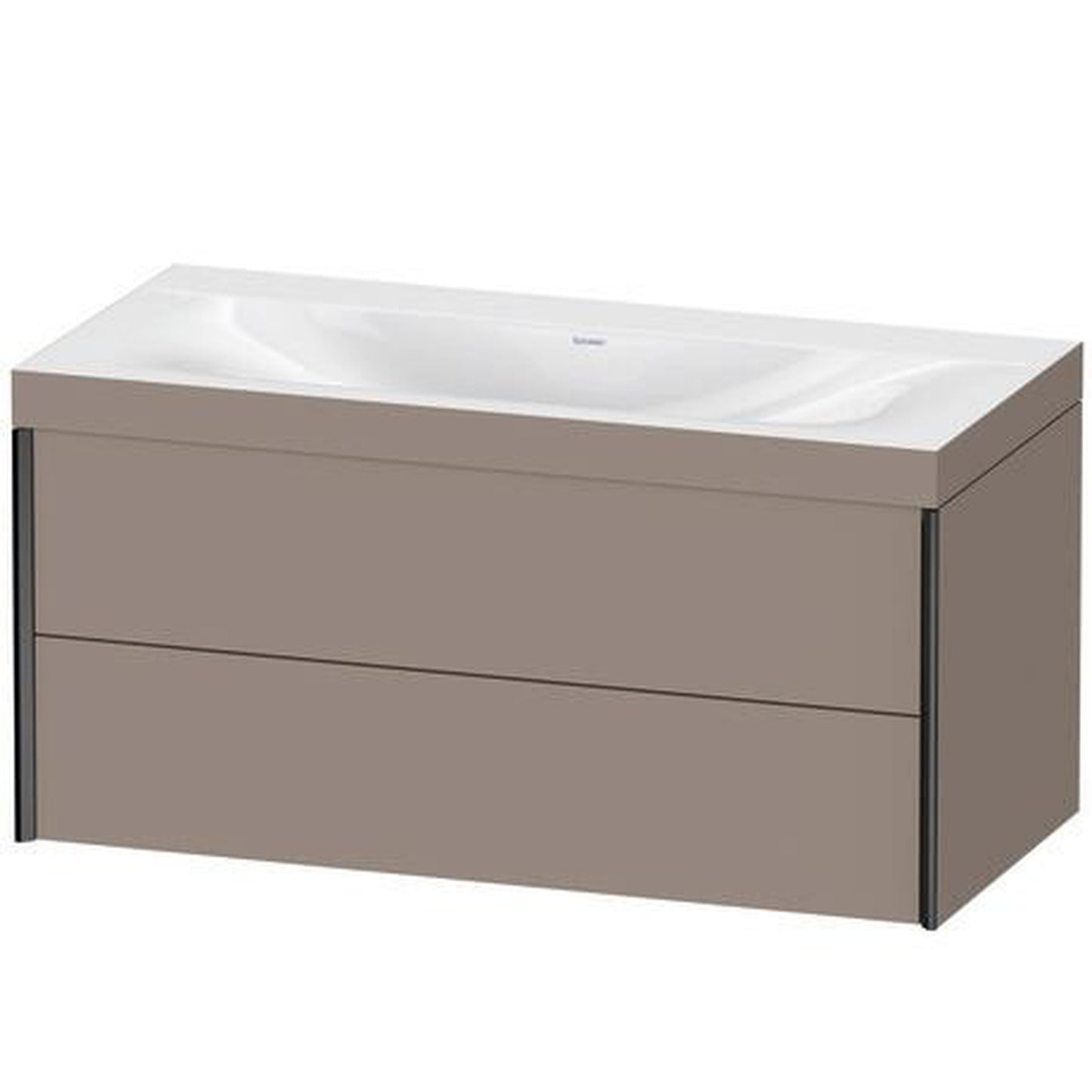 Duravit Xviu 39" x 20" x 19" Two Drawer C-Bonded Wall-Mount Vanity Kit Without Tap Hole, Basalt (XV4616NB243C)