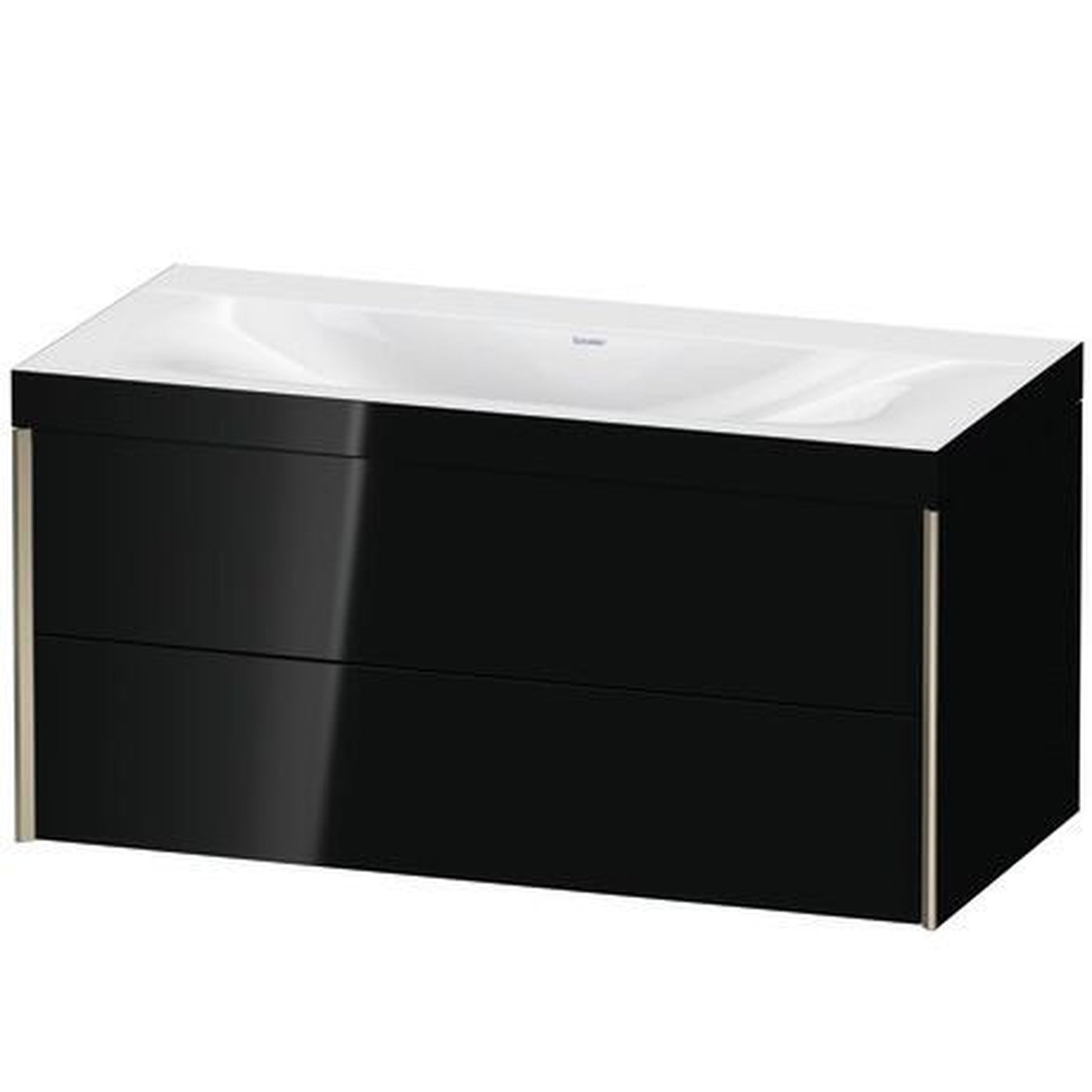 Duravit Xviu 39" x 20" x 19" Two Drawer C-Bonded Wall-Mount Vanity Kit Without Tap Hole, Black (XV4616NB140C)