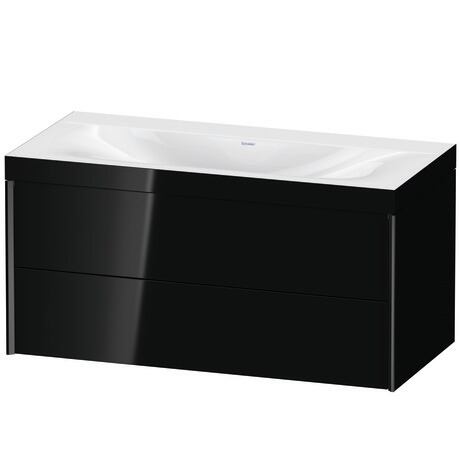Duravit Xviu 39" x 20" x 19" Two Drawer C-Bonded Wall-Mount Vanity Kit Without Tap Hole, Black (XV4616NB240C)