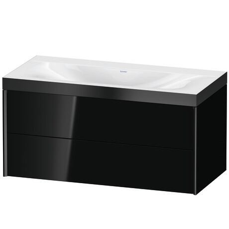 Duravit Xviu 39" x 20" x 19" Two Drawer C-Bonded Wall-Mount Vanity Kit Without Tap Hole, Black (XV4616NB240P)