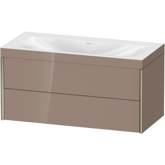 Duravit Xviu 39" x 20" x 19" Two Drawer C-Bonded Wall-Mount Vanity Kit Without Tap Hole, Cappuccino (XV4616NB186C)
