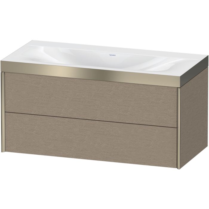 Duravit Xviu 39" x 20" x 19" Two Drawer C-Bonded Wall-Mount Vanity Kit Without Tap Hole, Cashmere Oak (XV4616NB111P)