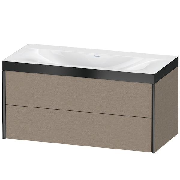 Duravit Xviu 39" x 20" x 19" Two Drawer C-Bonded Wall-Mount Vanity Kit Without Tap Hole, Cashmere Oak (XV4616NB211P)