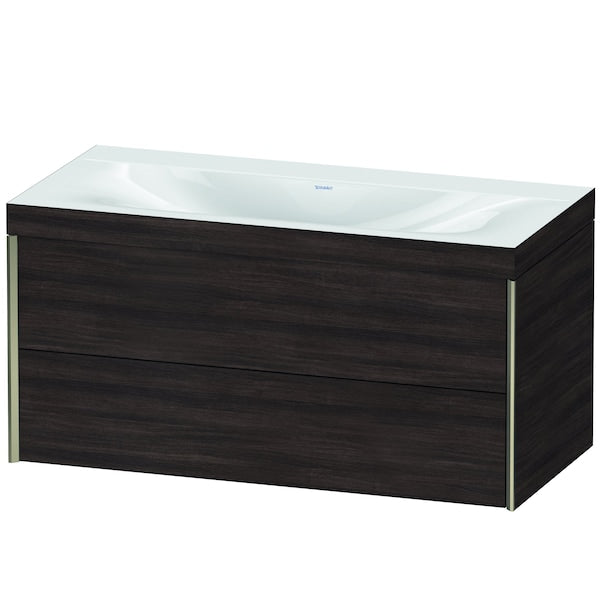 Duravit Xviu 39" x 20" x 19" Two Drawer C-Bonded Wall-Mount Vanity Kit Without Tap Hole, Chestnut Dark (XV4616NB153C)