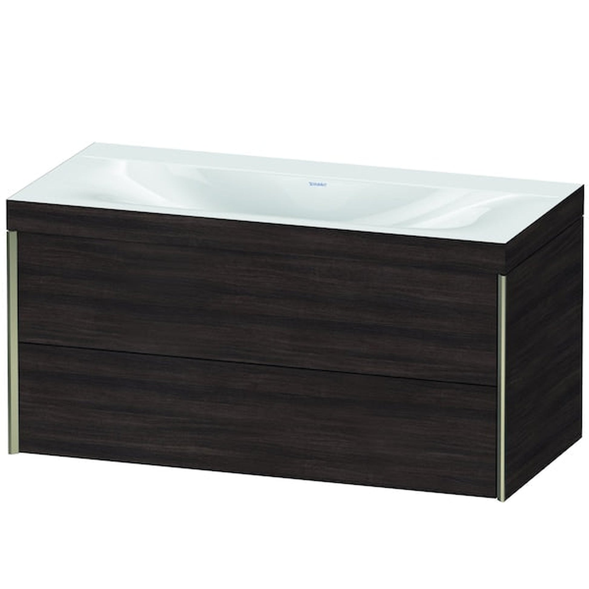 Duravit Xviu 39" x 20" x 19" Two Drawer C-Bonded Wall-Mount Vanity Kit Without Tap Hole, Chestnut Dark (XV4616NB153C)