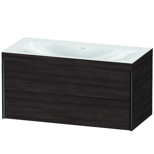 Duravit Xviu 39" x 20" x 19" Two Drawer C-Bonded Wall-Mount Vanity Kit Without Tap Hole, Chestnut Dark (XV4616NB253C)