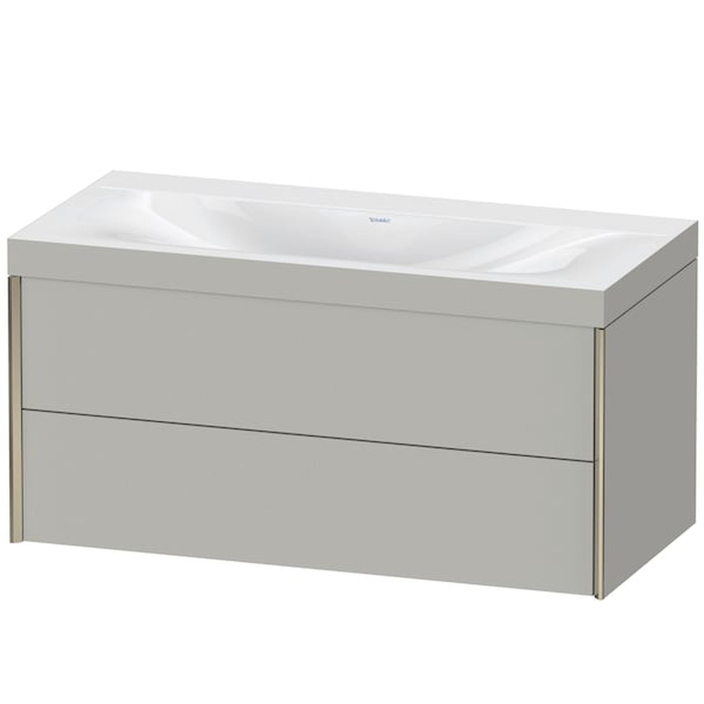 Duravit Xviu 39" x 20" x 19" Two Drawer C-Bonded Wall-Mount Vanity Kit Without Tap Hole, Concrete Gray (XV4616NB107C)