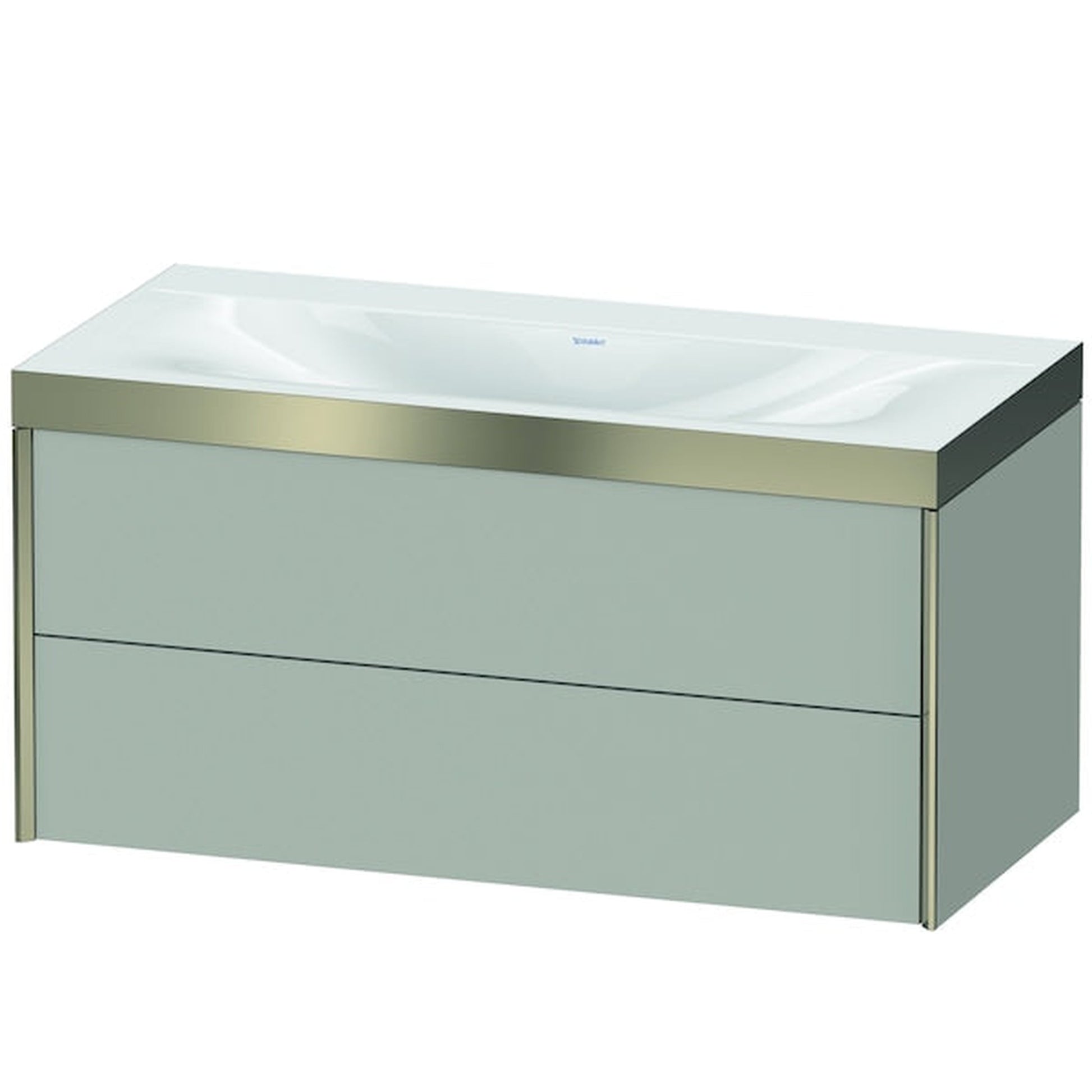 Duravit Xviu 39" x 20" x 19" Two Drawer C-Bonded Wall-Mount Vanity Kit Without Tap Hole, Concrete Gray (XV4616NB107P)