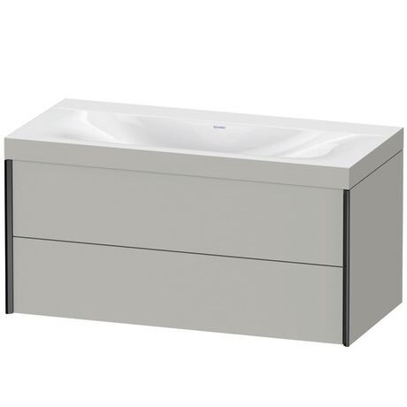 Duravit Xviu 39" x 20" x 19" Two Drawer C-Bonded Wall-Mount Vanity Kit Without Tap Hole, Concrete Gray (XV4616NB207C)