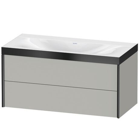 Duravit Xviu 39" x 20" x 19" Two Drawer C-Bonded Wall-Mount Vanity Kit Without Tap Hole, Concrete Gray (XV4616NB207P)