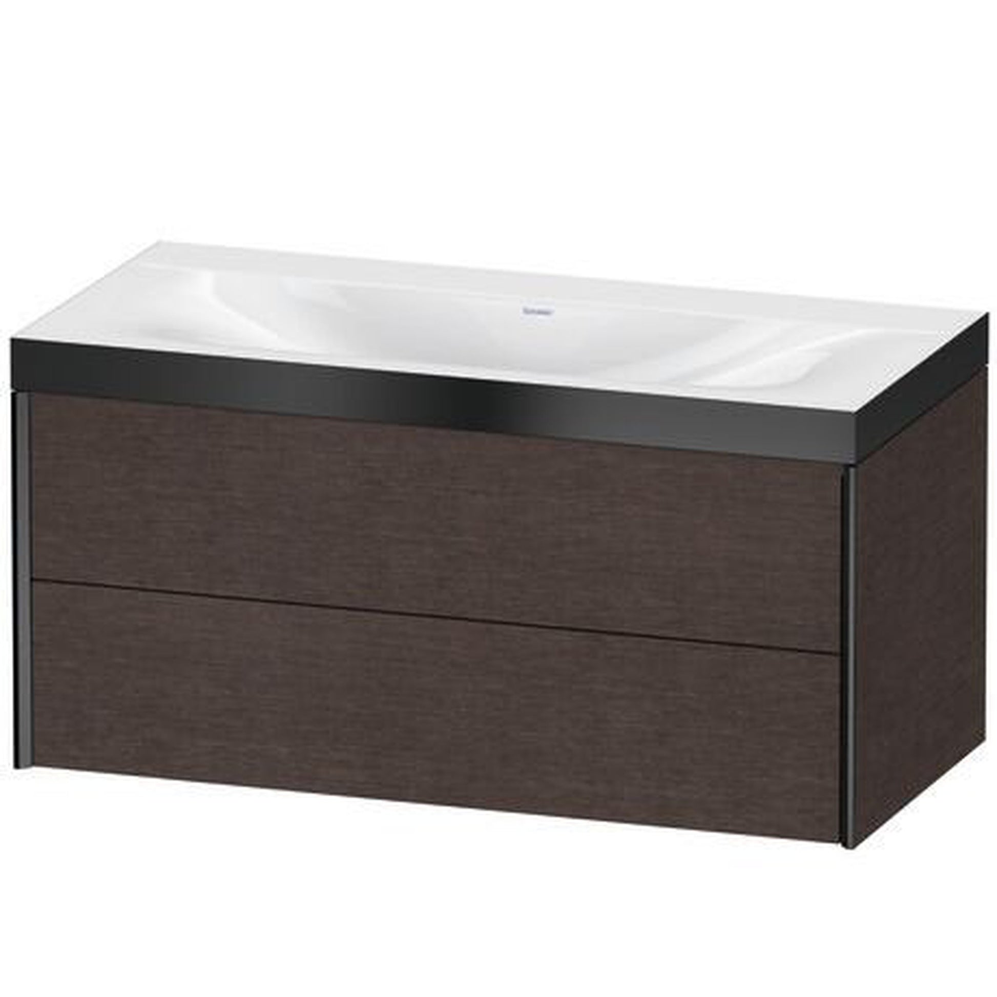 Duravit Xviu 39" x 20" x 19" Two Drawer C-Bonded Wall-Mount Vanity Kit Without Tap Hole, Dark Brushed Oak (XV4616NB272P)