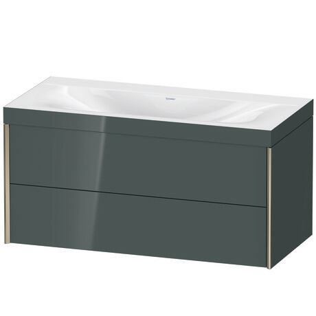 Duravit Xviu 39" x 20" x 19" Two Drawer C-Bonded Wall-Mount Vanity Kit Without Tap Hole, Dolomite Gray (XV4616NB138C)