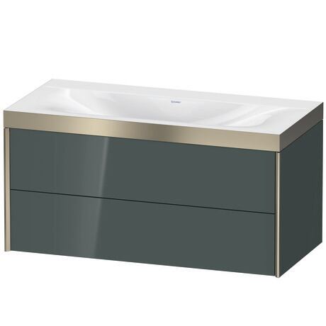 Duravit Xviu 39" x 20" x 19" Two Drawer C-Bonded Wall-Mount Vanity Kit Without Tap Hole, Dolomite Gray (XV4616NB138P)