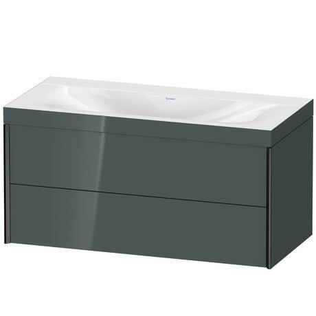Duravit Xviu 39" x 20" x 19" Two Drawer C-Bonded Wall-Mount Vanity Kit Without Tap Hole, Dolomite Gray (XV4616NB238C)