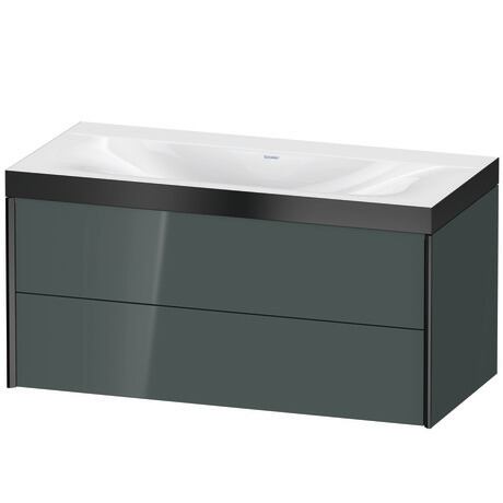 Duravit Xviu 39" x 20" x 19" Two Drawer C-Bonded Wall-Mount Vanity Kit Without Tap Hole, Dolomite Gray (XV4616NB238P)