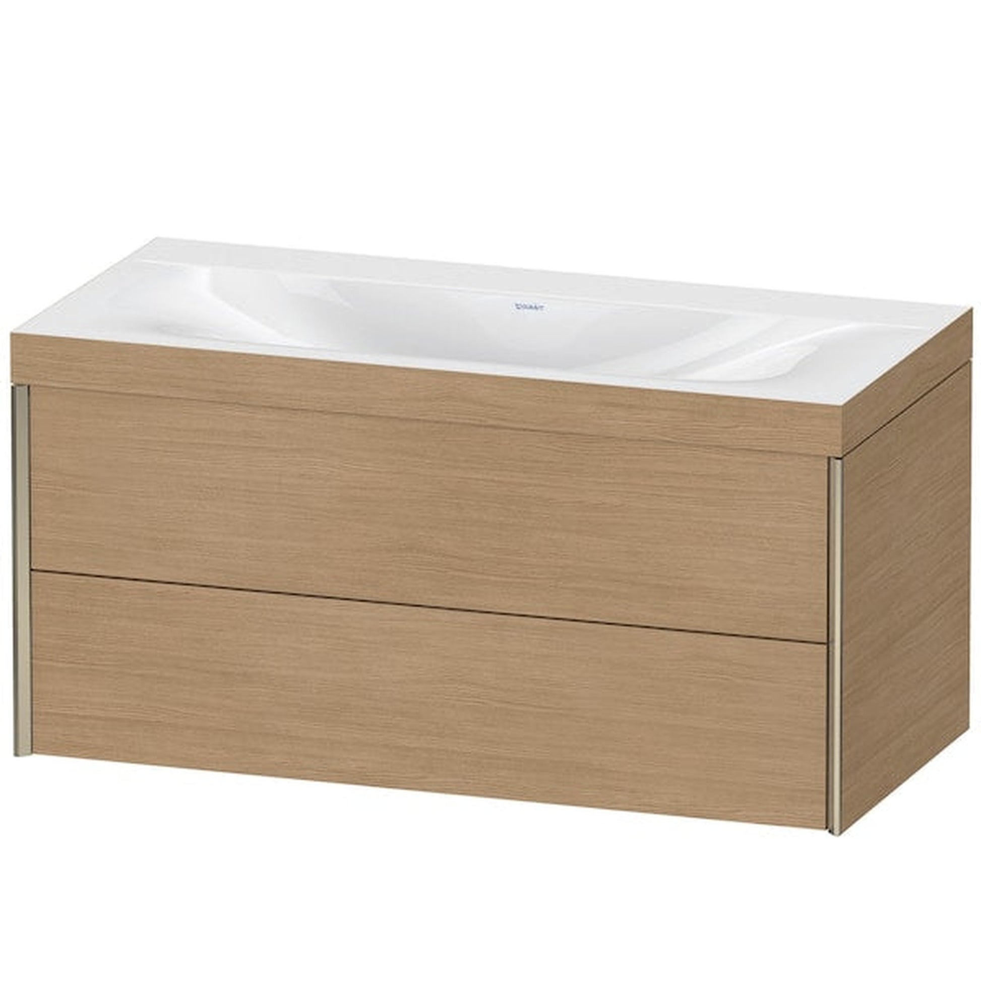 Duravit Xviu 39" x 20" x 19" Two Drawer C-Bonded Wall-Mount Vanity Kit Without Tap Hole, European Oak (XV4616NB152C)