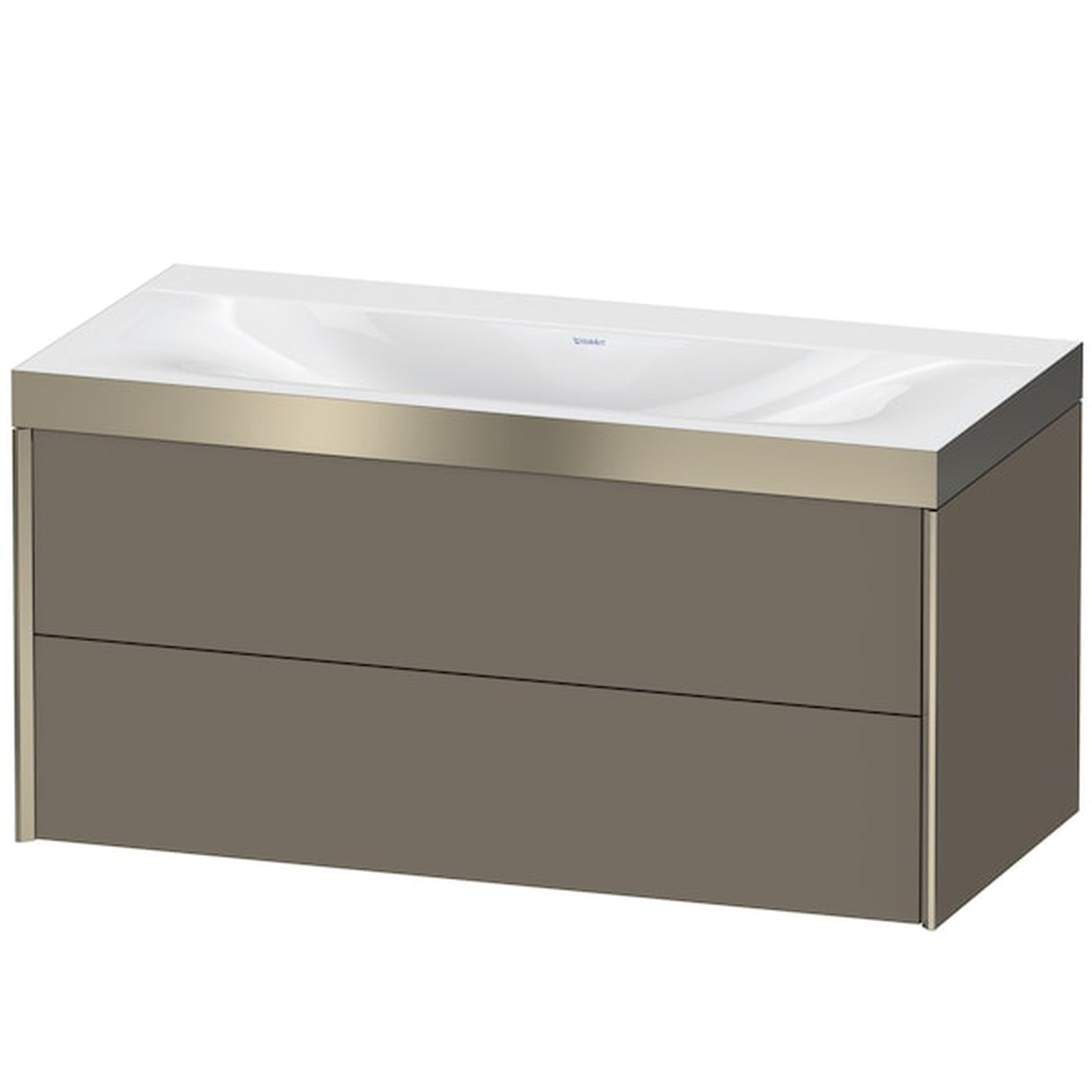 Duravit Xviu 39" x 20" x 19" Two Drawer C-Bonded Wall-Mount Vanity Kit Without Tap Hole, Flannel Gray (XV4616NB190P)