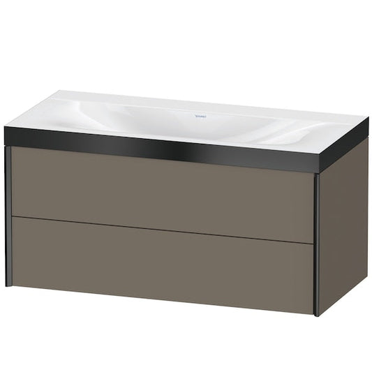 Duravit Xviu 39" x 20" x 19" Two Drawer C-Bonded Wall-Mount Vanity Kit Without Tap Hole, Flannel Gray (XV4616NB290P)