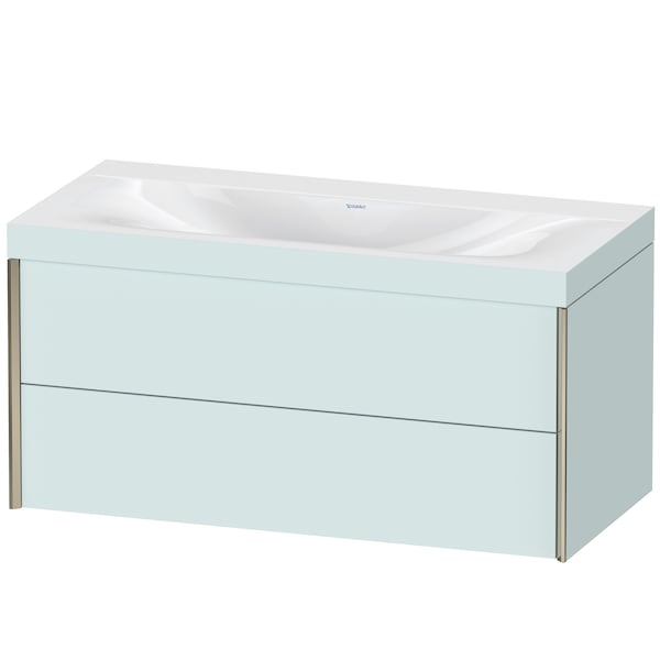 Duravit Xviu 39" x 20" x 19" Two Drawer C-Bonded Wall-Mount Vanity Kit Without Tap Hole, Light Blue (XV4616NB109C)