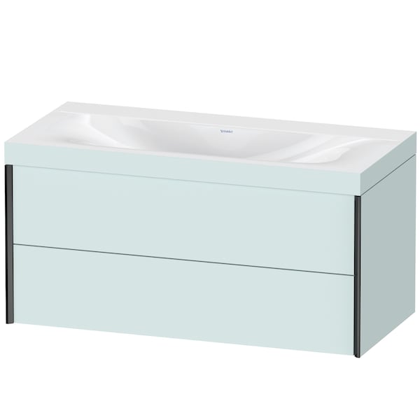 Duravit Xviu 39" x 20" x 19" Two Drawer C-Bonded Wall-Mount Vanity Kit Without Tap Hole, Light Blue (XV4616NB209C)