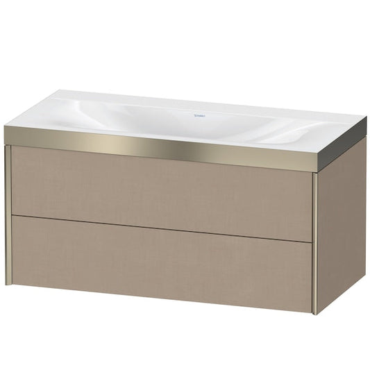 Duravit Xviu 39" x 20" x 19" Two Drawer C-Bonded Wall-Mount Vanity Kit Without Tap Hole, Linen (XV4616NB175P)