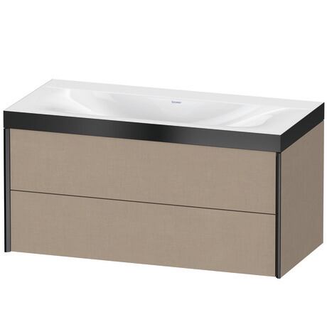 Duravit Xviu 39" x 20" x 19" Two Drawer C-Bonded Wall-Mount Vanity Kit Without Tap Hole, Linen (XV4616NB275P)