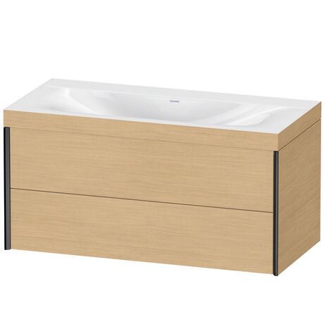 Duravit Xviu 39" x 20" x 19" Two Drawer C-Bonded Wall-Mount Vanity Kit Without Tap Hole, Natural Oak (XV4616NB230C)