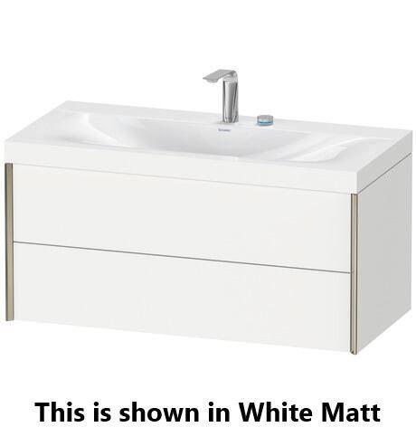 Duravit Xviu 39" x 20" x 19" Two Drawer C-Bonded Wall-Mount Vanity Kit Without Tap Hole, Pine Terra (XV4616NB151P)