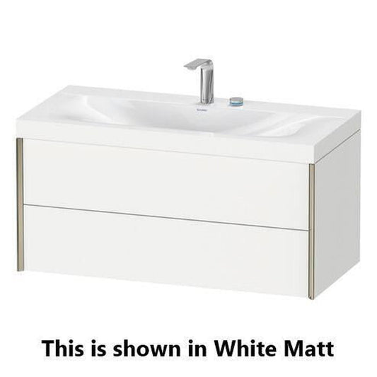 Duravit Xviu 39" x 20" x 19" Two Drawer C-Bonded Wall-Mount Vanity Kit Without Tap Hole, Silver Pine (XV4616NB131C)