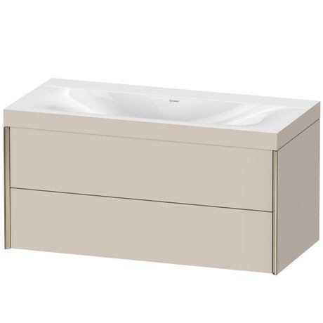 Duravit Xviu 39" x 20" x 19" Two Drawer C-Bonded Wall-Mount Vanity Kit Without Tap Hole, Taupe (XV4616NB191C)