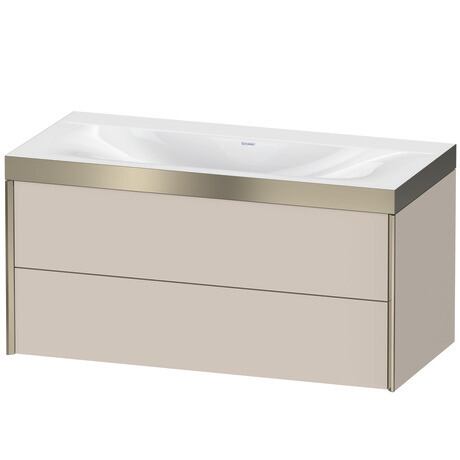 Duravit Xviu 39" x 20" x 19" Two Drawer C-Bonded Wall-Mount Vanity Kit Without Tap Hole, Taupe (XV4616NB191P)