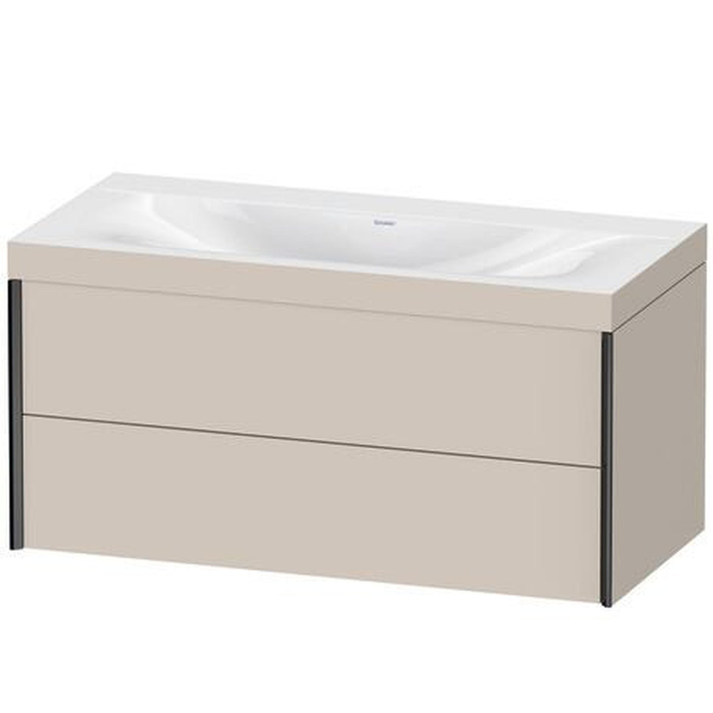Duravit Xviu 39" x 20" x 19" Two Drawer C-Bonded Wall-Mount Vanity Kit Without Tap Hole, Taupe (XV4616NB291C)