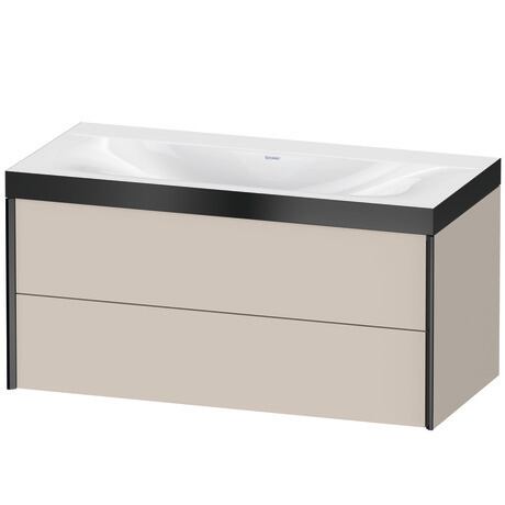 Duravit Xviu 39" x 20" x 19" Two Drawer C-Bonded Wall-Mount Vanity Kit Without Tap Hole, Taupe (XV4616NB291P)