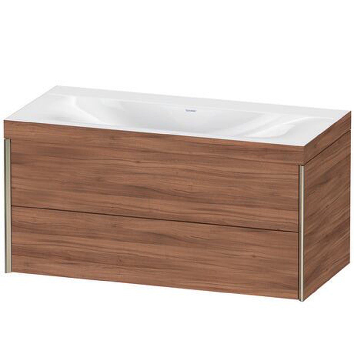 Duravit Xviu 39" x 20" x 19" Two Drawer C-Bonded Wall-Mount Vanity Kit Without Tap Hole, Walnut (XV4616NB179C)