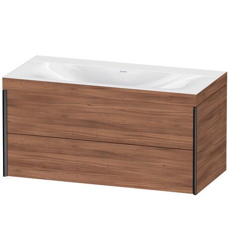 Duravit Xviu 39" x 20" x 19" Two Drawer C-Bonded Wall-Mount Vanity Kit Without Tap Hole, Walnut (XV4616NB279C)
