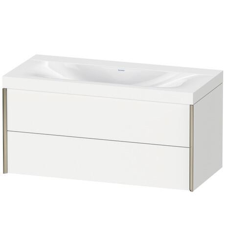 Duravit Xviu 39" x 20" x 19" Two Drawer C-Bonded Wall-Mount Vanity Kit Without Tap Hole, White (XV4616NB118C)