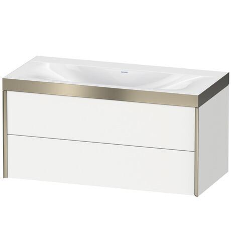 Duravit Xviu 39" x 20" x 19" Two Drawer C-Bonded Wall-Mount Vanity Kit Without Tap Hole, White (XV4616NB118P)