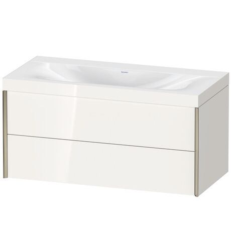 Duravit Xviu 39" x 20" x 19" Two Drawer C-Bonded Wall-Mount Vanity Kit Without Tap Hole, White (XV4616NB122C)