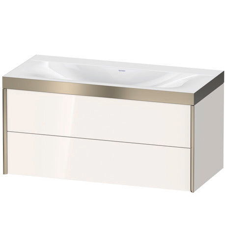 Duravit Xviu 39" x 20" x 19" Two Drawer C-Bonded Wall-Mount Vanity Kit Without Tap Hole, White (XV4616NB122P)