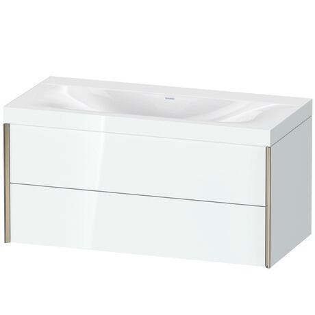 Duravit Xviu 39" x 20" x 19" Two Drawer C-Bonded Wall-Mount Vanity Kit Without Tap Hole, White (XV4616NB185C)
