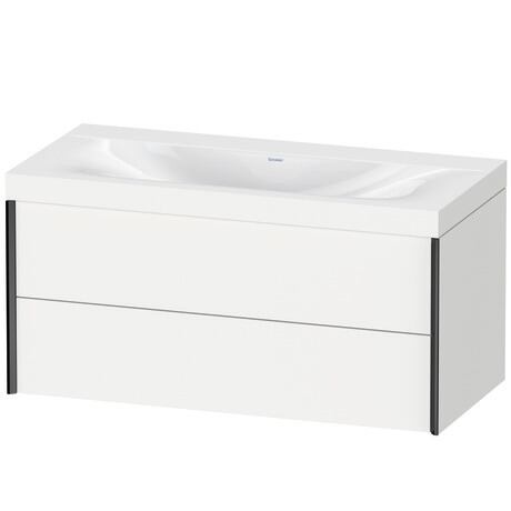 Duravit Xviu 39" x 20" x 19" Two Drawer C-Bonded Wall-Mount Vanity Kit Without Tap Hole, White (XV4616NB218C)