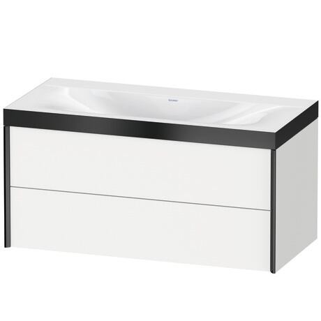 Duravit Xviu 39" x 20" x 19" Two Drawer C-Bonded Wall-Mount Vanity Kit Without Tap Hole, White (XV4616NB218P)