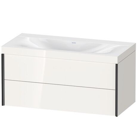 Duravit Xviu 39" x 20" x 19" Two Drawer C-Bonded Wall-Mount Vanity Kit Without Tap Hole, White (XV4616NB222C)