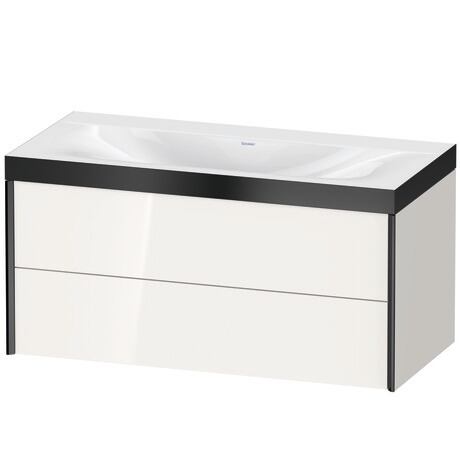Duravit Xviu 39" x 20" x 19" Two Drawer C-Bonded Wall-Mount Vanity Kit Without Tap Hole, White (XV4616NB222P)