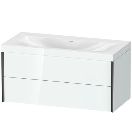 Duravit Xviu 39" x 20" x 19" Two Drawer C-Bonded Wall-Mount Vanity Kit Without Tap Hole, White (XV4616NB285C)