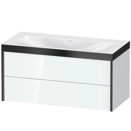 Duravit Xviu 39" x 20" x 19" Two Drawer C-Bonded Wall-Mount Vanity Kit Without Tap Hole, White (XV4616NB285P)