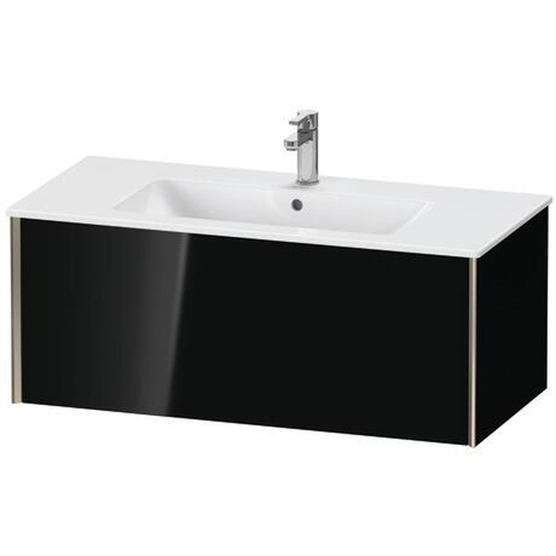 Duravit Xviu 40" x 16" x 19" One Drawer Wall-Mount Vanity Unit, Black High Gloss Lacquer (XV40270B140)