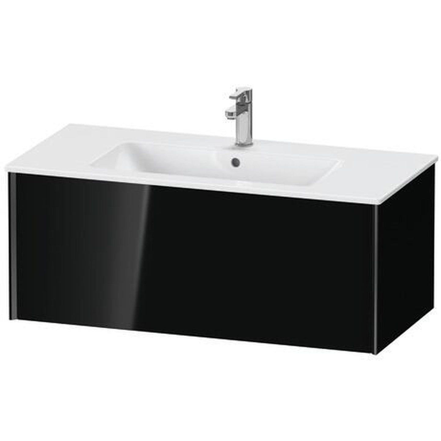 Duravit Xviu 40" x 16" x 19" One Drawer Wall-Mount Vanity Unit, Black High Gloss Lacquer (XV40270B240)